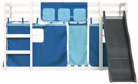 vidaXL Κουκέτα με Τσουλήθρα και Κουρτίνες Μπλε 80x200 εκ.