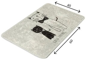 Χαλί μπάνιου Chilai Home 359CHL4170, 40x60 cm, 100% αντιαλλεργικό μικρο-πολυαμίδιο, Μαύρο / Λευκό