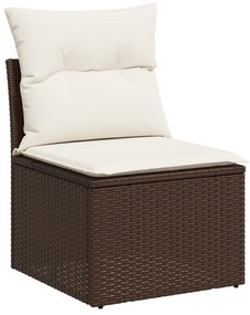 vidaXL Set Σαλονιού Κήπου 7 Τεμαχίων με Μαξιλάρια Καφέ Συνθετικό Ρατάν