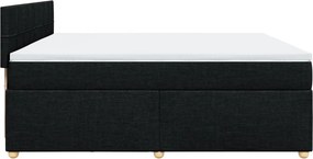 vidaXL Κρεβάτι Boxspring με Στρώμα Μαύρο 200x200 εκ. Υφασμάτινο