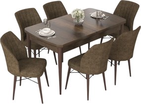 Extendable Dining Table &amp; Chairs Set (7 Pieces) Nef - Baroque, Brown Baroque
Brown