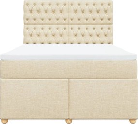 vidaXL Κρεβάτι Boxspring με Στρώμα Κρεμ 140x200 εκ. Υφασμάτινο