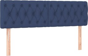 vidaXL Κρεβάτι Boxspring με Στρώμα Μπλε 160x200 εκ. Υφασμάτινο
