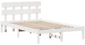 vidaXL Σκελετός Κρεβατιού Λευκό 135 x 190 cm Μασίφ ξύλο πεύκου