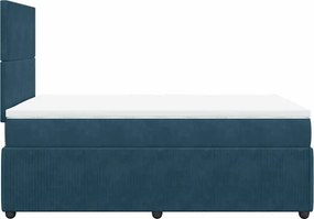 vidaXL Κρεβάτι Boxspring με Στρώμα Μπλε 120x190 εκ. Βελούδινο