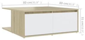 Τραπεζάκι Σαλονιού Λευκό/Sonoma Δρυς 80x80x31 εκ. Μοριοσανίδα - Λευκό