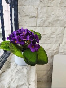 Stewehome Σετ τεσσάρων τεμαχίων τεχνητά άνθη βιολέτα σε γλάστρα Λευκό
