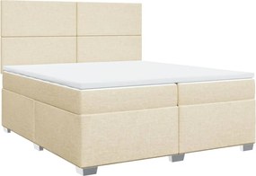vidaXL Κρεβάτι Boxspring με Στρώμα Κρεμ 200x200 εκ. Υφασμάτινο