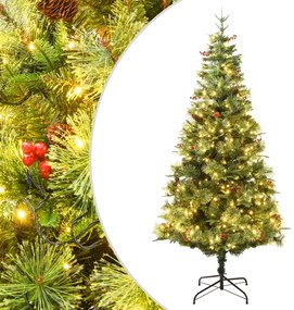 vidaXL Χριστουγεννιάτικο Δέντρο Πράσινο 150 εκ. LED/Κουκουνάρια PVC&PE