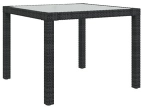 Τραπέζι Κήπου Μαύρο 90x90x75εκ από Ψημένο Γυαλί/Συνθετικό Ρατάν - Μαύρο