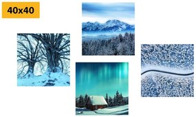 Σετ εικόνων χιονισμένο τοπίο - 4x 60x60