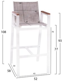 ΣΚΑΜΠΟ ΜΠΑΡ ΑΛΟΥΜΙΝΙΟΥ ΛΕΥΚΟ ΜΕ POLYWOOD 52 x 58 x 108 εκ. HM5790.01
