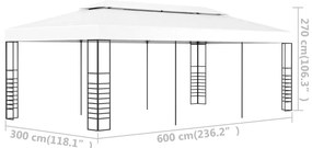vidaXL Κιόσκι / Τέντα Εκδηλώσεων Λευκό 6 x 3 μ.