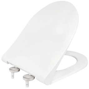 Κάλυμμα Λεκάνης W.C 38-42x35cm Οπές 11,2-17,5cm Duroplast D-Shape Slim-Soft Close-Αποσπώμενο, Βεργίνα Λευκό Elvit Boreal 0407