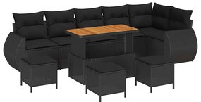 vidaXL Σετ Καναπέ Κήπου 10 pcs Μαύρο συνθετικό ρατάν