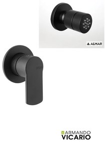 Armando Vicario GLAM Μίκτης εντοιχισμού 1 εξόδου &amp; Jet επίτοιχο ROUND Ø 5εκ Black Matt