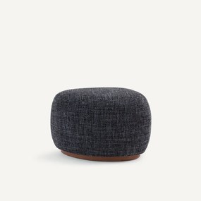 Υποπόδιο με ανάγλυφη υφή και βάση από μασίφ καρυδιά, JERRY