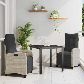 vidaXL Σέτ φαγητού για κήπο 3 pcs Ανοιχτό γκρι συνθετικό ρατάν