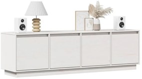 vidaXL Έπιπλο Τηλεόρασης Λευκό 156 x 37 x 45 εκ. από Μασίφ Ξύλο Πεύκου
