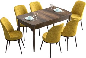 Extendable Dining Table &amp; Chairs Set (7 Pieces) Han - Baroque, Mustard Baroque
Mustard