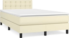 vidaXL Κρεβάτι Boxspring με Στρώμα Κρεμ 120x200εκ. από Συνθετικό Δέρμα