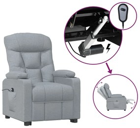 vidaXL Πολυθρόνα Ανακλινόμενη Ηλεκτρική Ανοιχτό Γκρι Υφασμάτινη