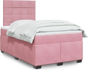 vidaXL Κρεβάτι Boxspring με Στρώμα Ροζ 120x200 εκ. Βελούδινο