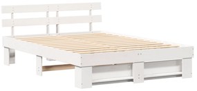 vidaXL Σκελετός Κρεβατιού Λευκό 140 x 200 cm Συμπαγές ξύλο πεύκου