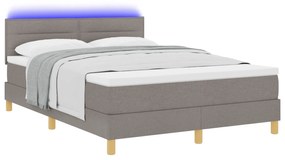 vidaXL Box Spring Κρεβάτι με Στρώμα & LED Ταπείνου 160x200 εκ. Ύφασμα