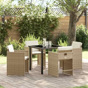 vidaXL Σέτ φαγητού για κήπο 5 pcs Μπεζ συνθετικό ρατάν
