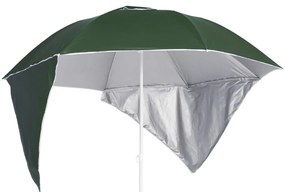 vidaXL Ομπρέλα Θαλάσσης με Πλαϊνά Σκίαστρα Πράσινη 215 εκ.