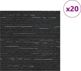 vidaXL Πλακάκι Χαλιού Ριγέ Μαύρο 50 x 50 cm 20 pcs