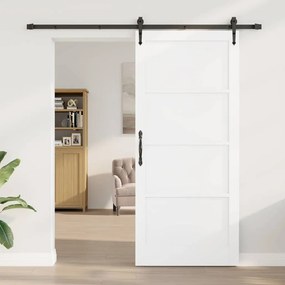 vidaXL Συρόμενη Πόρτα Λευκό 93 x 211 εκ. Μασίφ ξύλο πεύκου