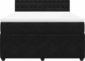 vidaXL Κρεβάτι Boxspring με Στρώμα Μαύρο 140x190 εκ. Βελούδινο