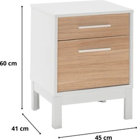 Κομοδίνο London Megapap χρώμα λευκό - oak 45x41x60εκ.