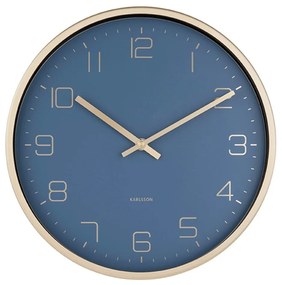 Ρολόι Τοίχου Elegance KA5720BL Φ30cm Μεταλλικό Gold-Blue Karlsson Μέταλλο