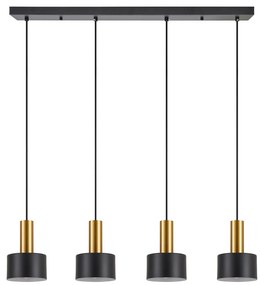 Φωτιστικό Οροφής  SE21-GM-4-4BL-MS1 ADEPT TUBE Gold Matt Pendant Black Metal Shade+ - 51W - 100W - 77-8637