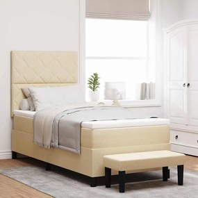 vidaXL Κρεβάτι με ελατήρια με στρώμα Κρεμ 100 x 200 cm ύφασμα