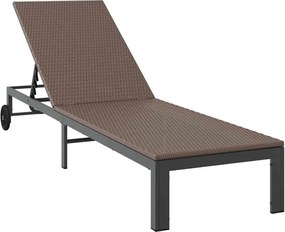 vidaXL Ήλιο-κρεβάτι 2-πρόσωπο 3 pcs Καφέ συνθετικό ρατάν