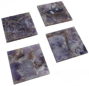 Artekko Artekko Quartz Σουβέρ από Μοβ Χαλαζία (10x10x1.1)cm 4pcs 44887-PURP