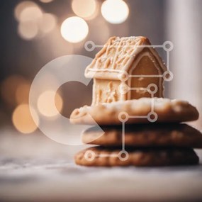 Intra Συλλεκτικό Ξύλινο Παζλ Plywood  4mm - Στοίβα μπισκότα μελόψωμο με μπισκότο σε σχήμα σπιτιού Σε Ξύλινο Κουτί - Διαστάσεις: 10x10 cm – 25 κομμάτια