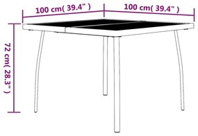 Τραπέζι Κήπου Ανθρακί με Πλέγμα 100x100x72 εκ. Ατσάλινο - Ανθρακί