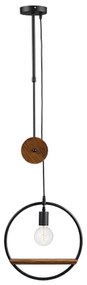 Φωτιστικό Οροφής Μονόφωτο Με Ξύλο DCR1760135P Black Metal,Wood