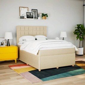 vidaXL Κρεβάτι Boxspring με Στρώμα Κρεμ 160x200 εκ. Υφασμάτινο