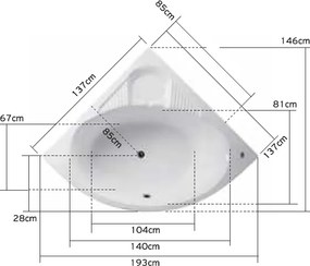 Acrilan Poseidon - Γωνιακή Μπανιέρα  140 x 140 εκ. - Maxxcoat