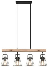 Φωτιστικό Οροφής - Ράγα Jaipur R30614032 4xE27 25W 80x150cm Natural-Black RL Lighting Metal,Wood