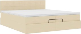 vidaXL Οθωμανικό κρεβάτι με στρώμα Cream 200x200 cm Ύφασμα