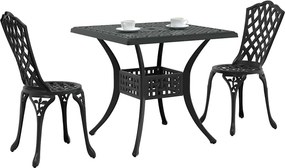vidaXL Σερβίτσιο τραπεζιού κήπου 3 pcs Μαύρο Χυτό αλουμίνιο
