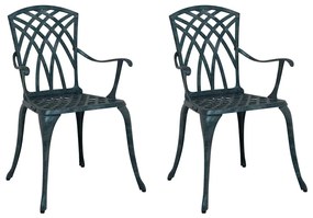 vidaXL Καρέκλα Κήπου 2 pcs Πράσινο 55 x 56.5 x 91εκ Αλουμίνιο