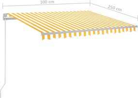 vidaXL Χειροκίνητη τέντα με ηλιακό LED 3 x 2,5 m